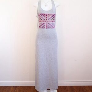 y2k union jack maxi dress grey graphic indie sleaze mcbling